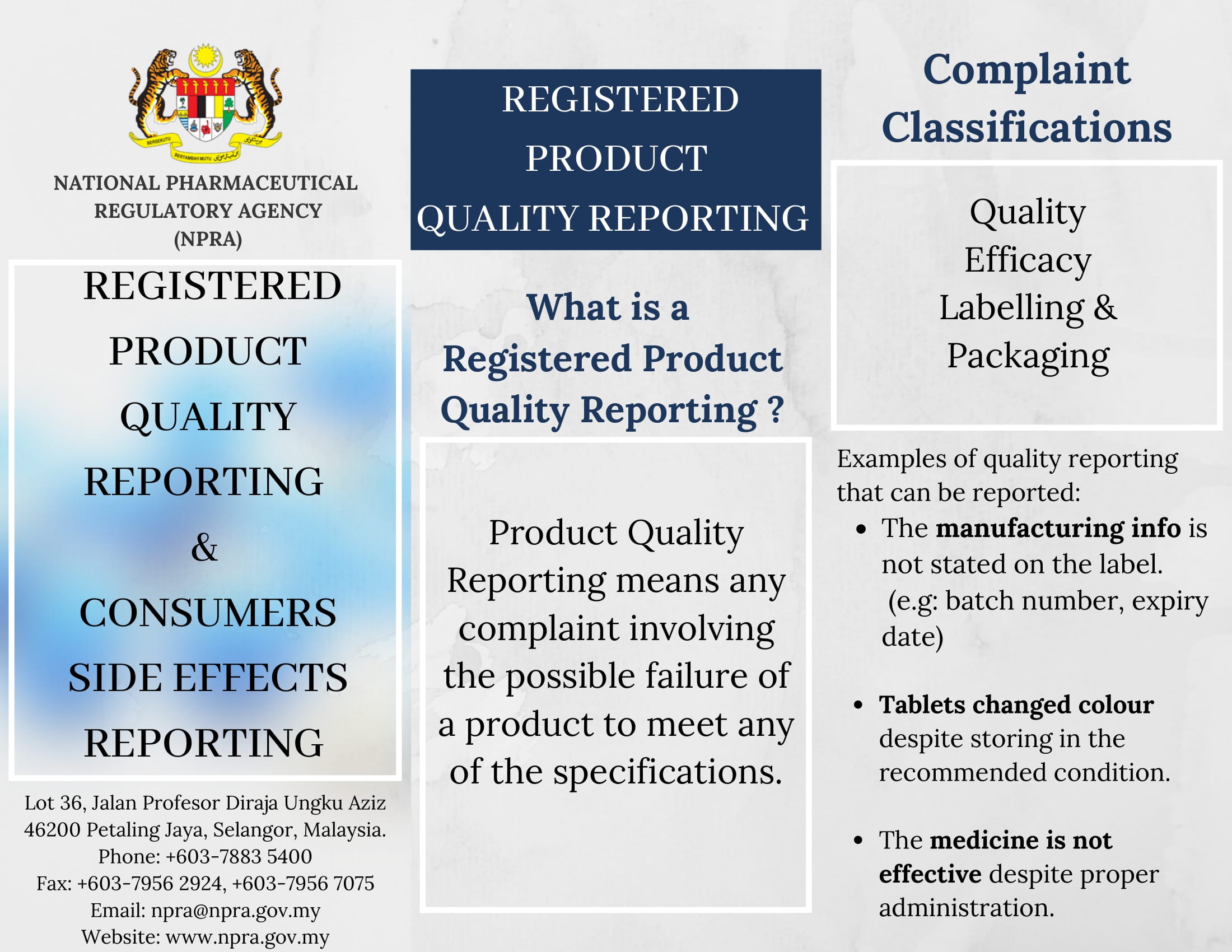 Registered Product Quality Reporting & Consumers Side Effects Reporting